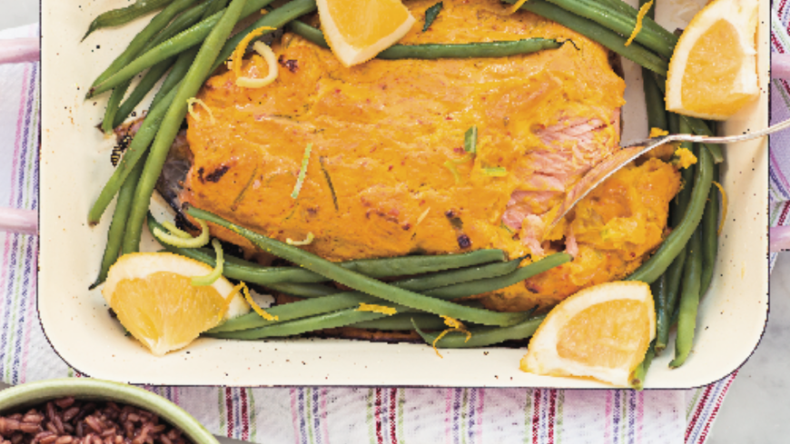 Ugnsbakad lax med saffran och apelsin