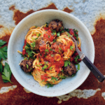 Pasta med auberginebollar