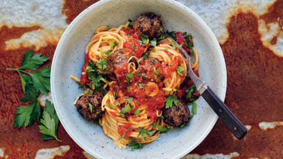 Pasta med auberginebollar