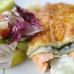 Lax- och svamplasagne med spenat och keso